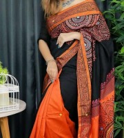 DS-401-Dupian Silk Saree Block Printed